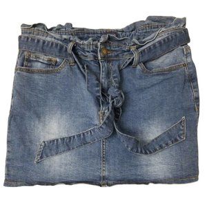 Angel Kiss Denim Collection Blue Jean Ladies Skirt, with Blue Jean Belt, Size L